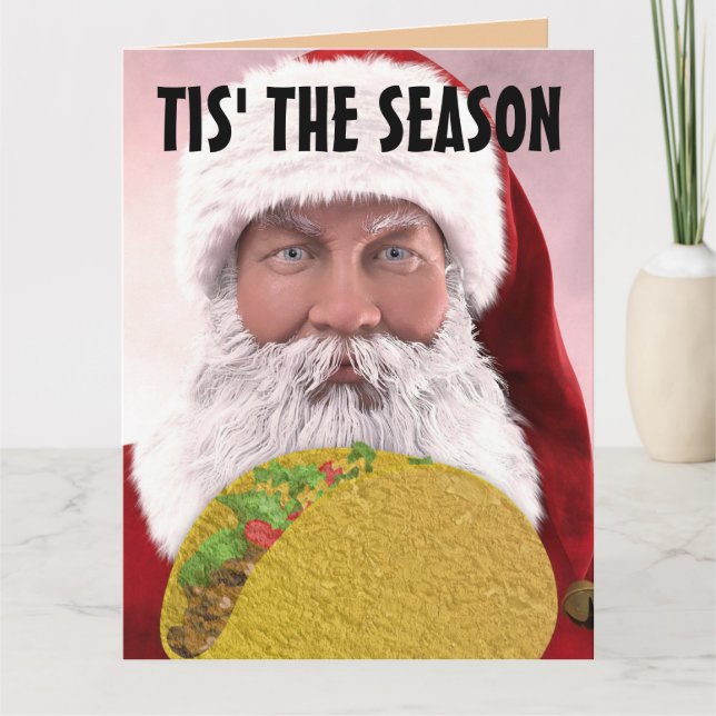 TARJETAS DE NAVIDAD DE TACO NAVIDAD SANTA DIVERTID (Anverso)