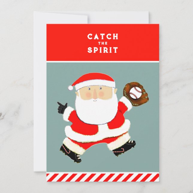 Tarjetas de Navidad de vacaciones de béisbol (Anverso)