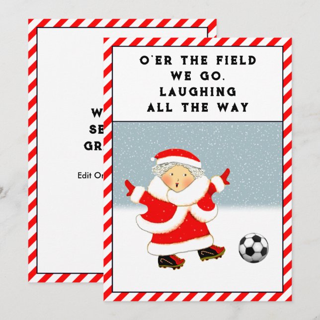 Tarjetas de Navidad de vacaciones de fútbol (Anverso / Reverso)