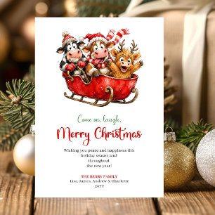 Tarjetas De Navidad De Vacas Divertidas Minimalist