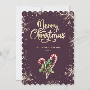 Tarjetas de Navidad de Violetas con Bayas de Acebo