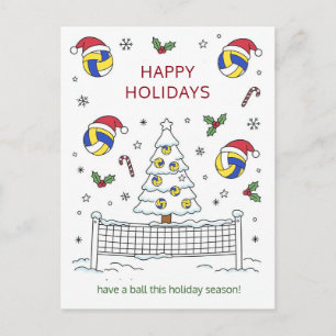 Tarjetas de Navidad de voleibol pelota sombrero de