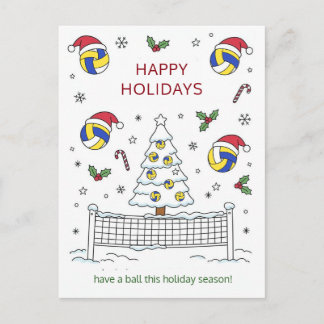 Tarjetas de Navidad de voleibol pelota sombrero de