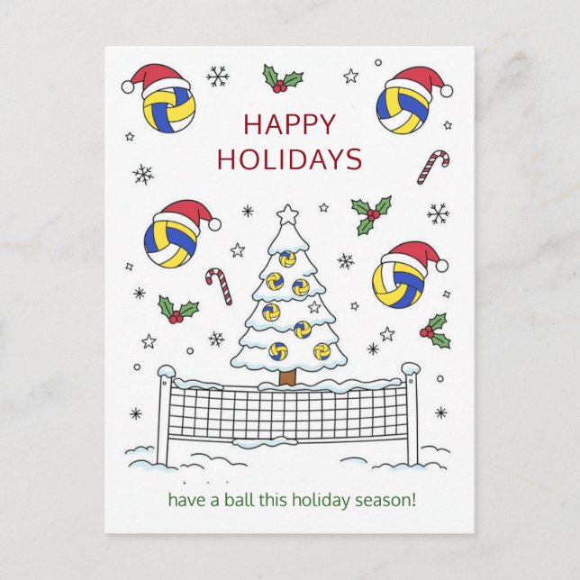 Tarjetas de Navidad de voleibol pelota sombrero de (Anverso)