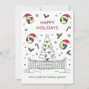 Tarjetas de Navidad de voleibol pelota sombrero de