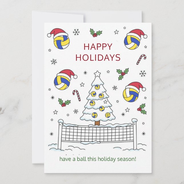 Tarjetas de Navidad de voleibol pelota sombrero de (Anverso)