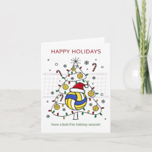 Tarjetas de Navidad de voleibol pelota sombrero de