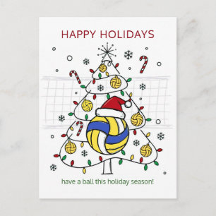 Tarjetas de Navidad de voleibol pelota sombrero de
