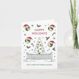 Tarjetas de Navidad de voleibol pelota sombrero de