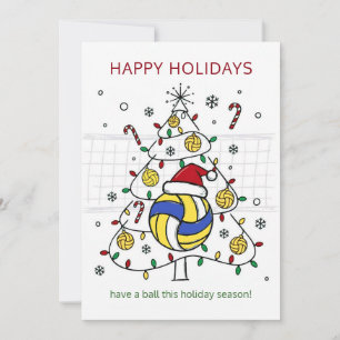 Tarjetas de Navidad de voleibol pelota sombrero de