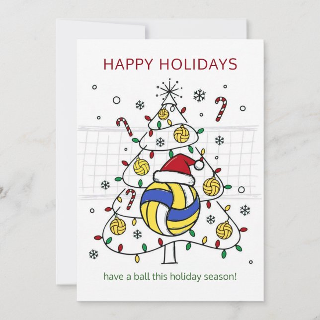 Tarjetas de Navidad de voleibol sombrero de Santa (Anverso)