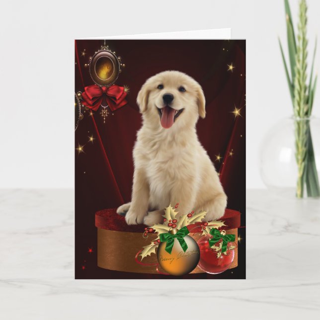 Tarjetas de Navidad del golden retriever de (Anverso)