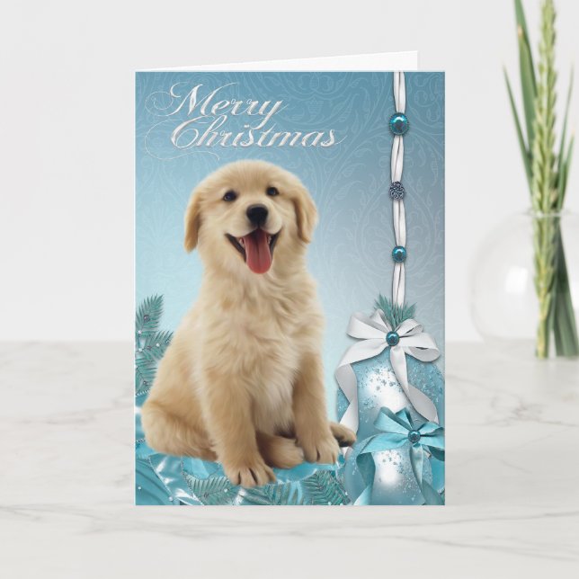 Tarjetas de Navidad del golden retriever de (Anverso)