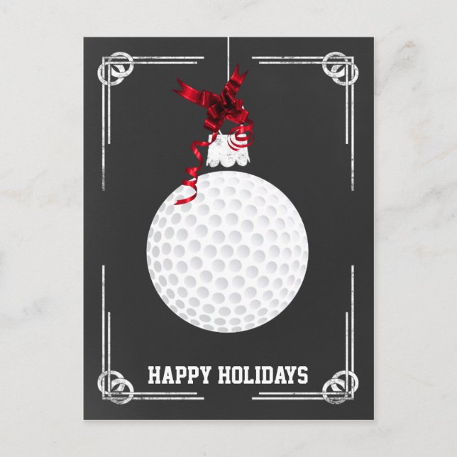 tarjetas de Navidad del golfista de la pizarra (Anverso)