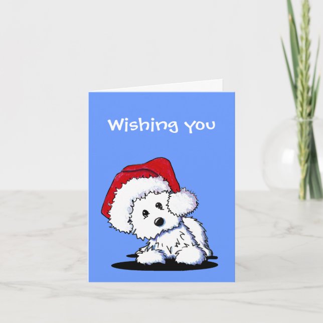 Tarjetas de Navidad del perro de KiniArt Santa (Anverso)