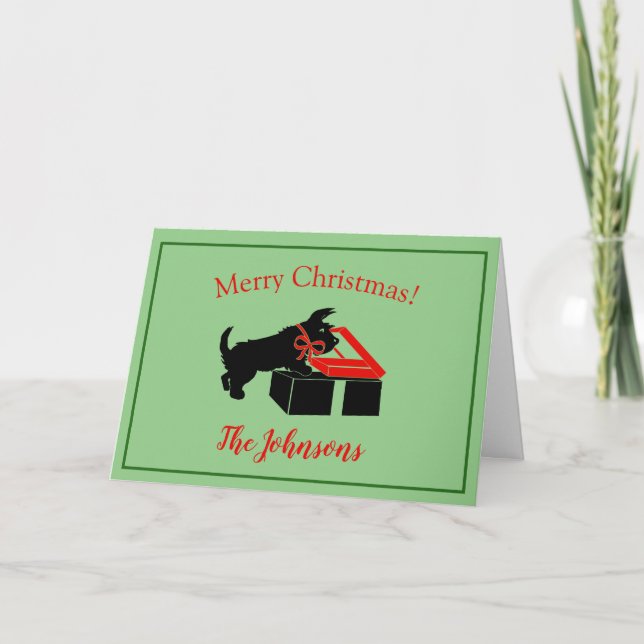 Tarjetas de Navidad del Perro Scottie en Blanco po (Anverso)