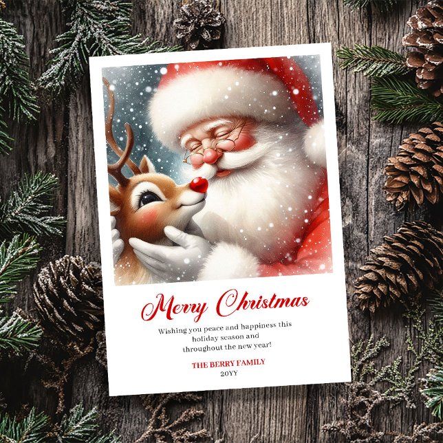 Tarjetas de Navidad Divertidas con Santa y Rudolph (Delightful Santa With Rudolph Fun Christmas Greeting Card)