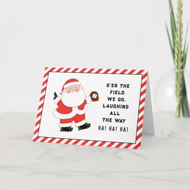 Tarjetas de Navidad divertidas de béisbol (Anverso)