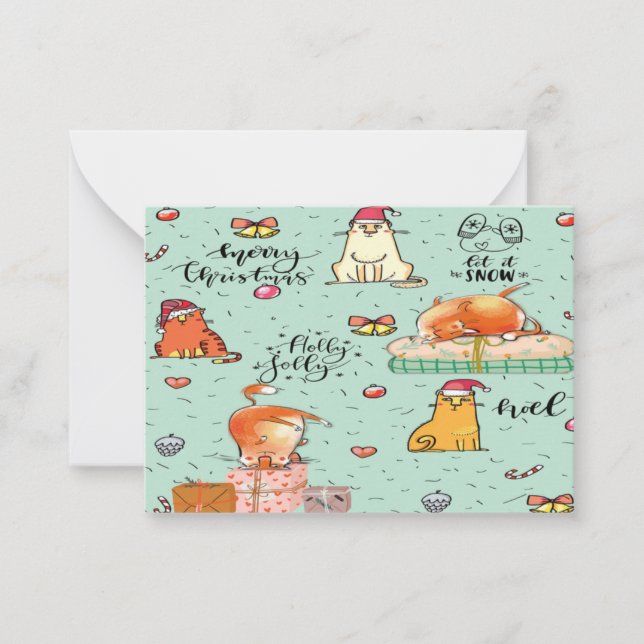 Tarjetas de Navidad divertidas de gatos (Anverso)