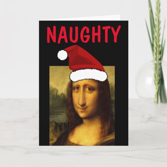 Tarjetas de Navidad divertidas de la Mona Lisa, tr (Anverso)