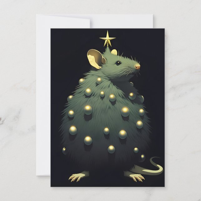 Tarjetas de Navidad Divertidas de Ratas (Anverso)