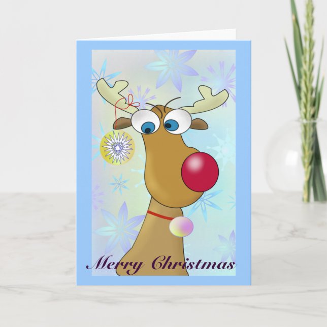Tarjetas de Navidad divertidas del reno del dibujo (Anverso)