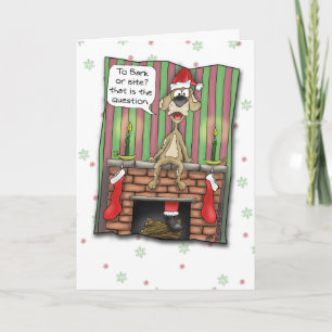 Tarjetas de Navidad divertidas: Perro guardián de