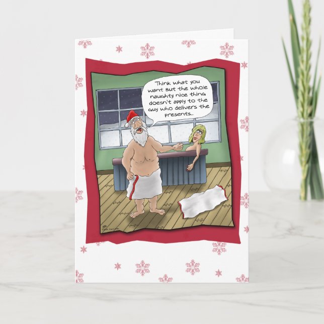 Tarjetas de Navidad divertidas: Regla traviesa y (Anverso)