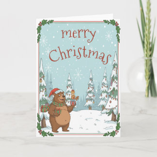 Tarjetas de Navidad dobladas de Oso Divertido