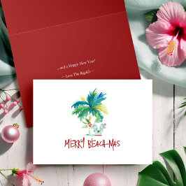Tarjetas de Navidad dobladas de playa tropical en 