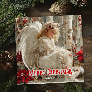 Tarjetas de Navidad editables de ángel victoriano