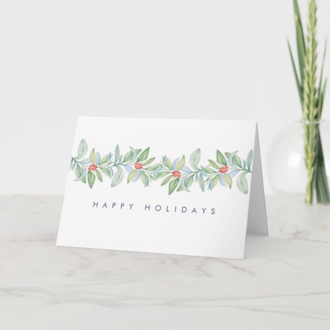 Tarjetas de Navidad Elegantes Botánicas de Acuarel (Anverso)