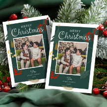 Tarjetas de Navidad Familia Magia Verde Roja Fiest