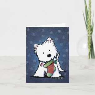 Tarjetas de Navidad festivas de KiniArt Westie