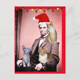 Tarjetas de Navidad GATO DE NAVIDAD ABRAHAM LINCOL