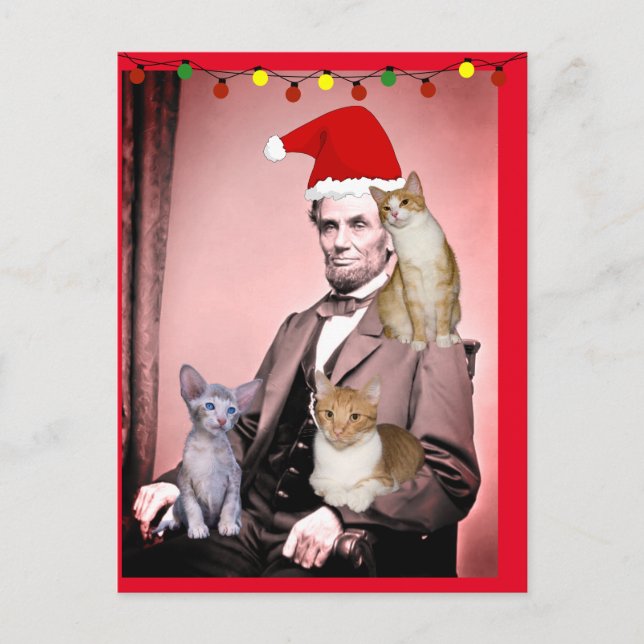 Tarjetas de Navidad GATO DE NAVIDAD ABRAHAM LINCOL (Anverso)