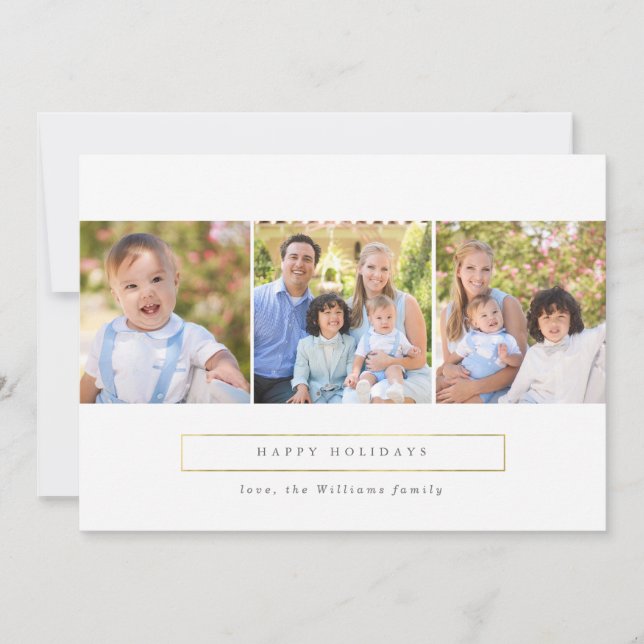 Tarjetas de Navidad Gold Happy Holidays Collage de (Anverso)