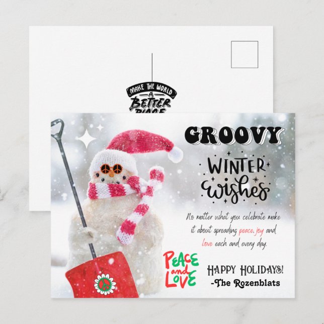 TARJETAS DE NAVIDAD GROOVY WINTER WISHES (Anverso / Reverso)