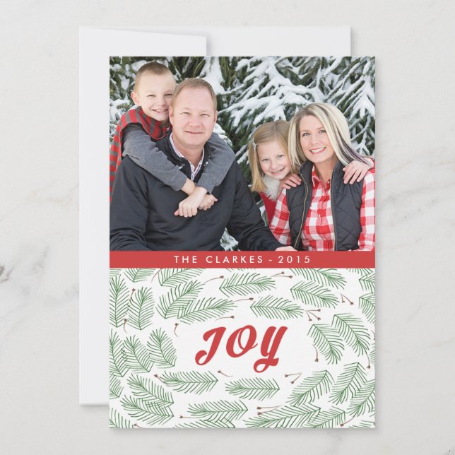 Tarjetas de Navidad Joy Pine Bows | 2015 (Anverso)