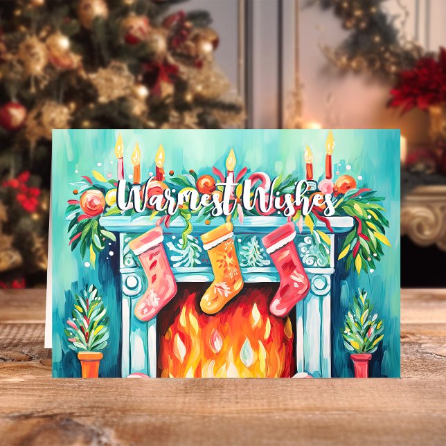 Tarjetas de Navidad junto a la Chimenea con Acuare (Subido por el creador)