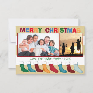 Tarjetas de Navidad - Medias con Rayas Marrones 2