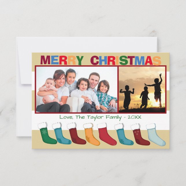 Tarjetas de Navidad - Medias con Rayas Marrones 2  (Anverso)