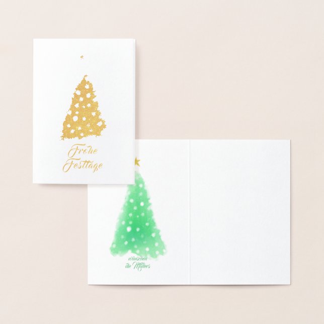 Tarjetas de Navidad minimalistas doradas y verdes (Demostración)