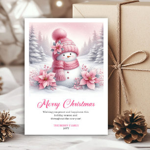 Tarjetas de Navidad modernas de muñeco de nieve ro