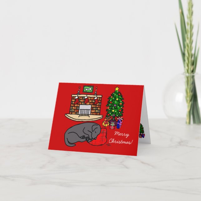 Tarjetas de Navidad negras del labrador retriever (Anverso)