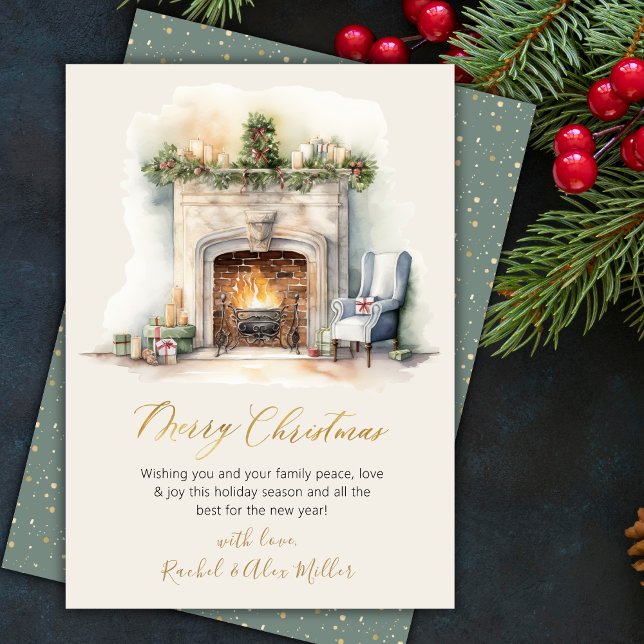 Tarjetas de Navidad no fotográfico con guión dorad (Subido por el creador)