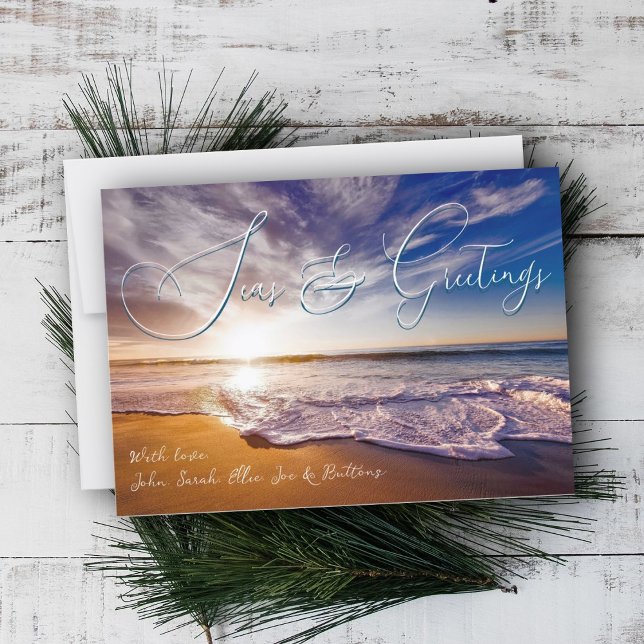 Tarjetas de Navidad Ocean Sunrise Seas y Felicitac (Subido por el creador)