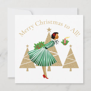 Tarjetas de Navidad para Damas Vintage de 1950