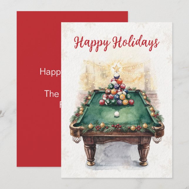 Tarjetas de Navidad para jugadores de billar (Anverso / Reverso)