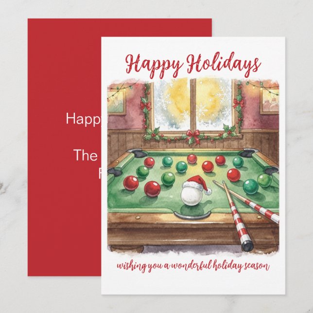 Tarjetas de Navidad para jugadores de billar (Anverso / Reverso)